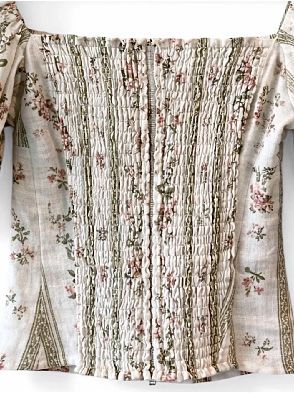 Reformation Arancini Linen Puffed Sleeve Top in Heath Floral Size 2 - Picture 7 of 11
